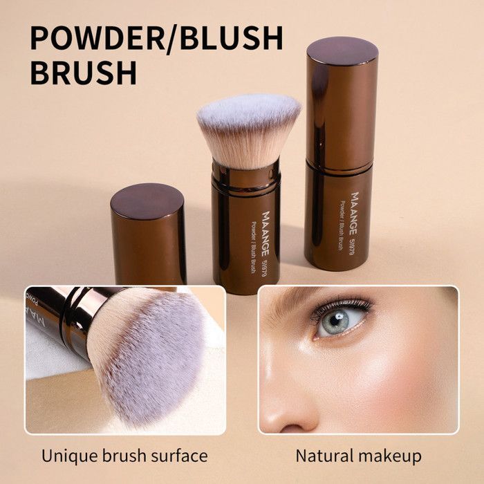 Image de Pinceau de maquillage - Vegan - Kabuki rétractable - Sans perte de poils - Voyage facile - Marron - Unbranded