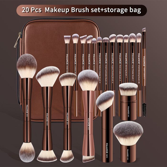 Pinceaux de maquillage - MAANGE - 20 pièces - Sac inclus - Matériau synthétique - Convient à tous types de peau