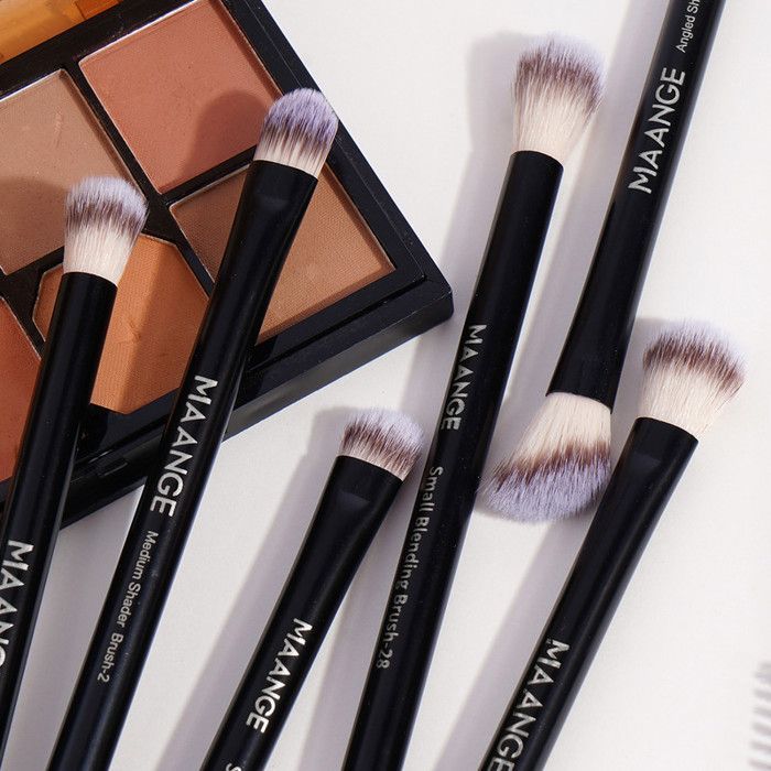 Pinceaux de maquillage - MAANGE - 20 pièces - 2 éponges - Couleur marron - Pour tous types de peau