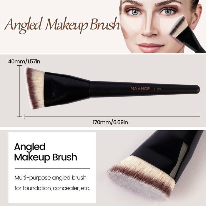 Image de Pinceaux de maquillage - MAANGE - Set de 3 pièces - Haute qualité - Poignée ergonomique - Cruelty-free - Unbranded