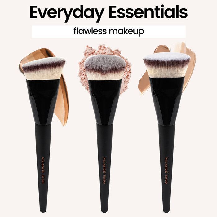 Image de Pinceaux de maquillage - MAANGE - Set de 3 pièces - Haute qualité - Poignée ergonomique - Cruelty-free - Unbranded