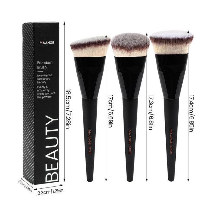 Image de Pinceaux de maquillage - MAANGE - Set de 3 pièces - Haute qualité - Poignée ergonomique - Cruelty-free - Unbranded