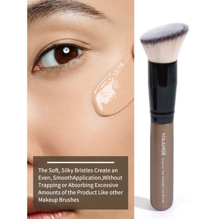 Image de Pinceaux de maquillage - Maange - Set de 2 - Poignée en bois - Fibres synthétiques - Doux et dense - Unbranded