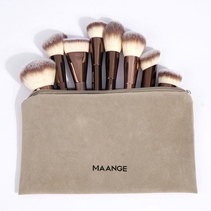 Pinceaux de maquillage - MAANGE - MAG52440K - 10 pièces - Poils en nylon - Couleur café