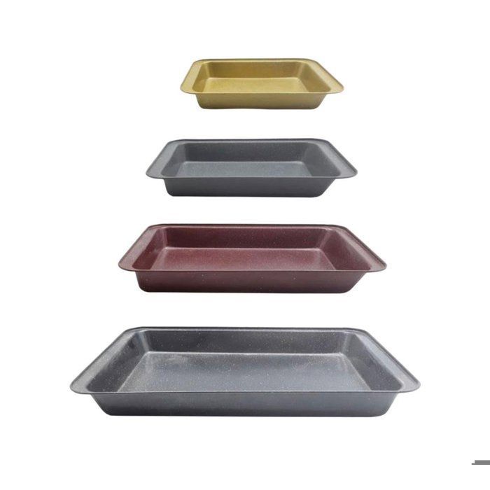 Plats à four - Rectangulaires - Acier au carbone - Antiadhésifs - Lot de 4 pièces