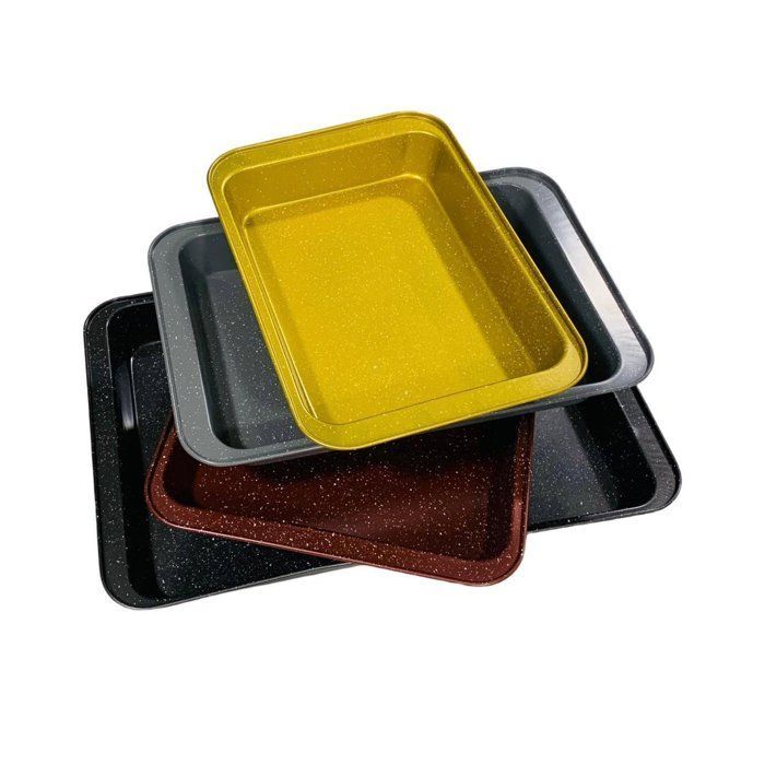 Image de Plats à four - Rectangulaires - Acier au carbone - Antiadhésifs - Lot de 4 pièces - Unbranded