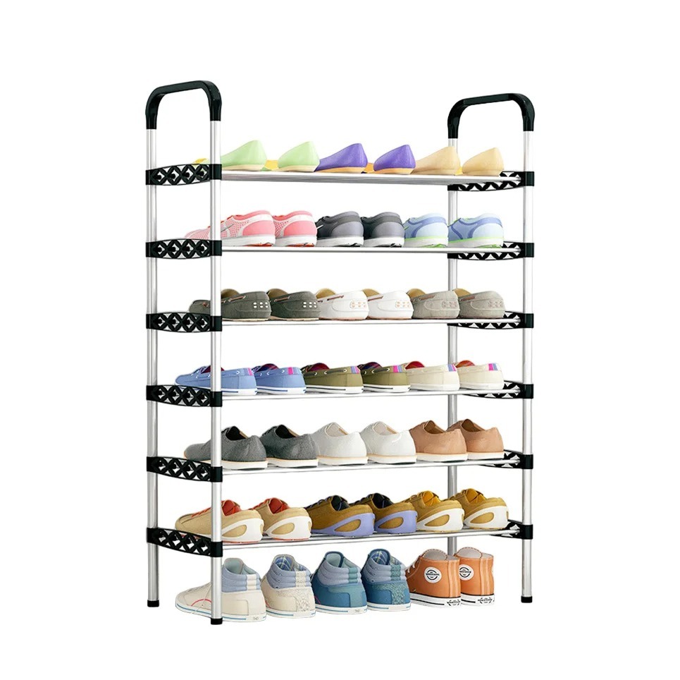 Porte-chaussures ajustable en acier avec étagères renforcées - Rangement pratique