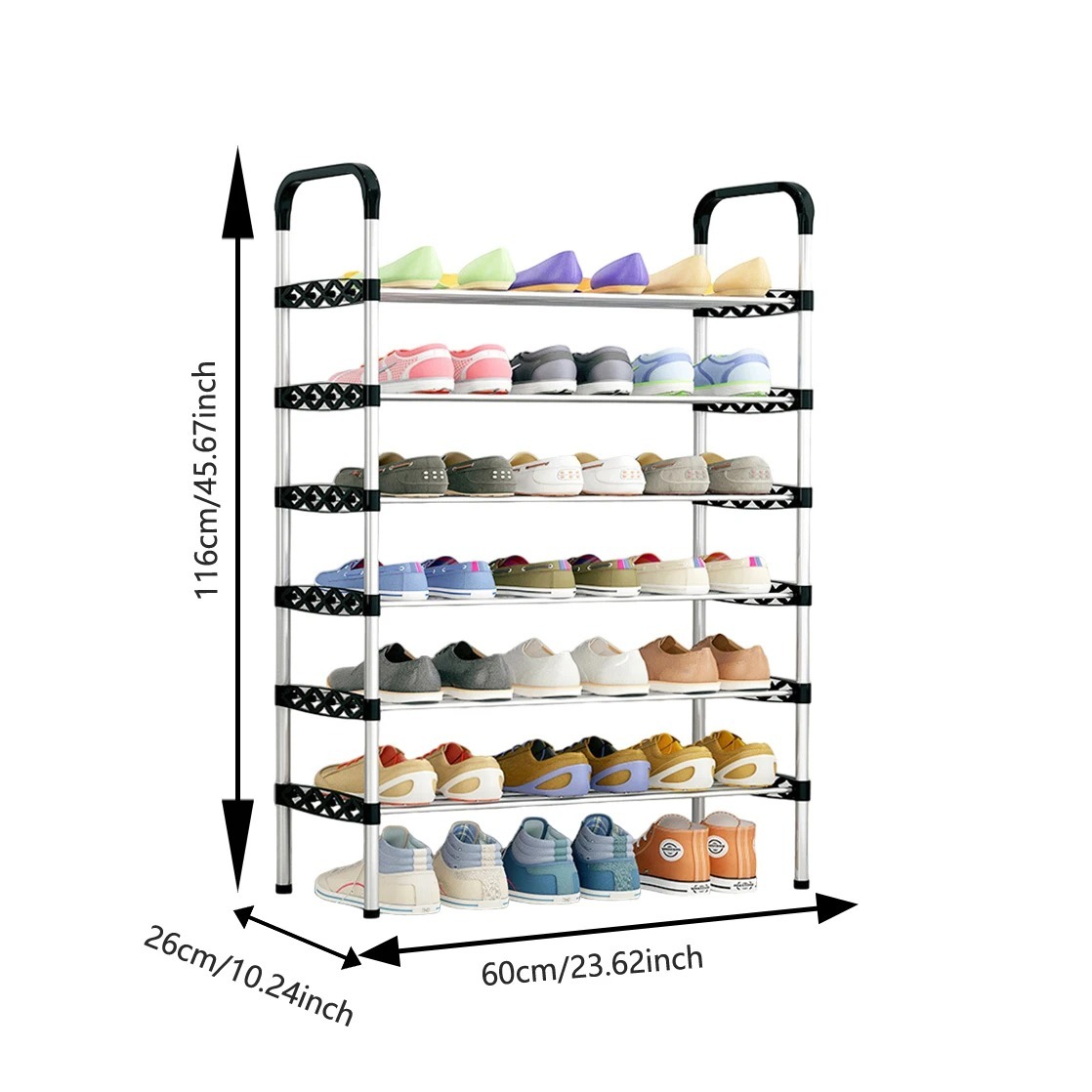 Image de Porte-chaussures ajustable en acier avec étagères renforcées - Rangement pratique - Unbranded