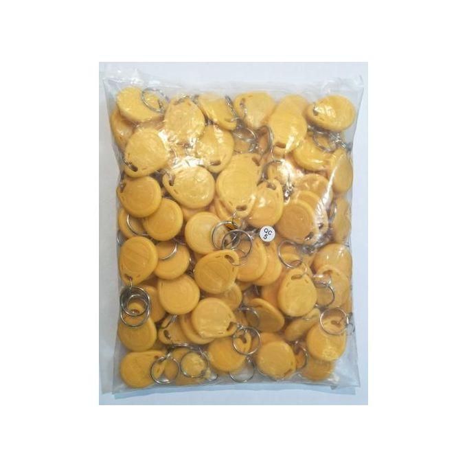 Porte-clés d'accès sans contact RFID 125KHz (100 pièces jaune) - RFID TAG
