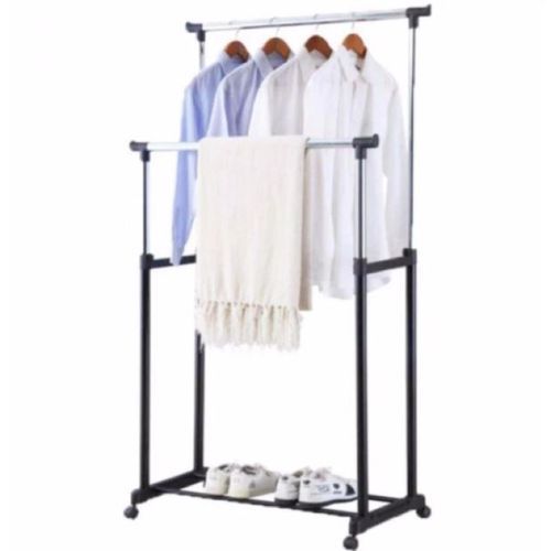 Image de porte-vêtements télescopique à deux pôles Double pole Telescopic Rack - Unbranded