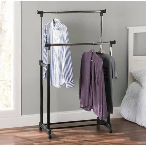 Image de porte-vêtements télescopique à deux pôles Double pole Telescopic Rack - Unbranded