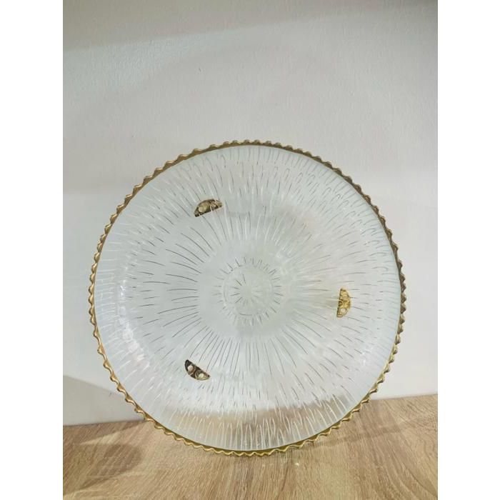 Présentoir à gâteau - 25 cm - Verre trompé - Assortiment de couleurs - Matériau : bambou