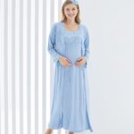 Image de Pyjama robe dentelle grossesse Allaitement 2pcs : Saumon - Unbranded