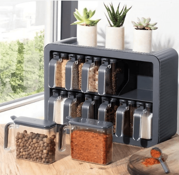 Rangement 12 pièces autocollants avec couvercles et cuillères