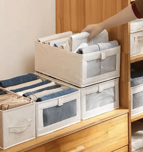 Image de Rangement pliable pour vêtements - Beige - 40x27x17cm - Mixte - Optimise l'espace - Unbranded