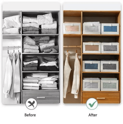 Image de Rangement pliable pour vêtements - Beige - 40x27x17cm - Mixte - Optimise l'espace - Unbranded