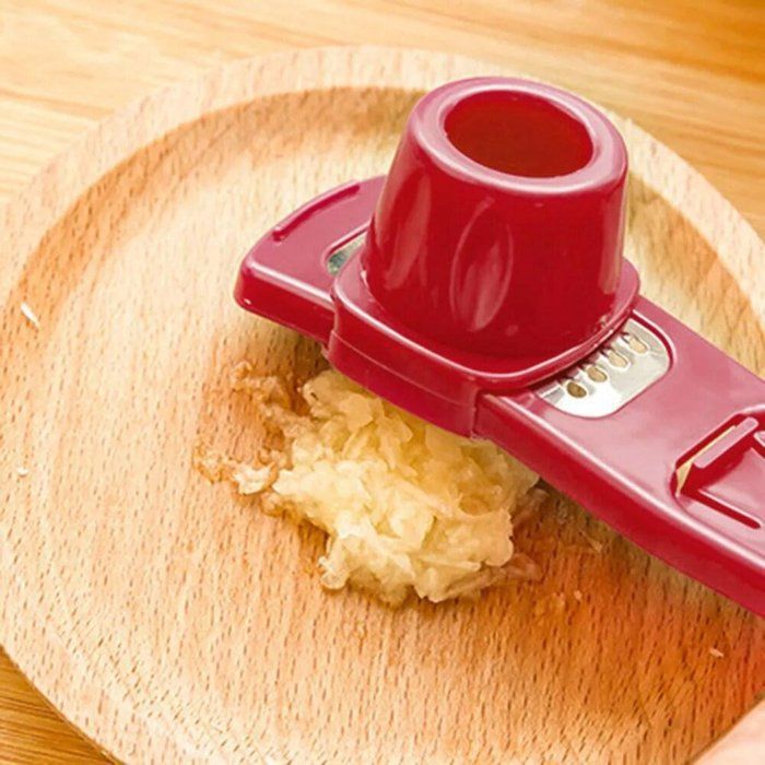 Râpe à Ail - Inox - Rouge - Lame en Acier - Idéale pour Gingembre et Noix - Accessoire de Cuisine