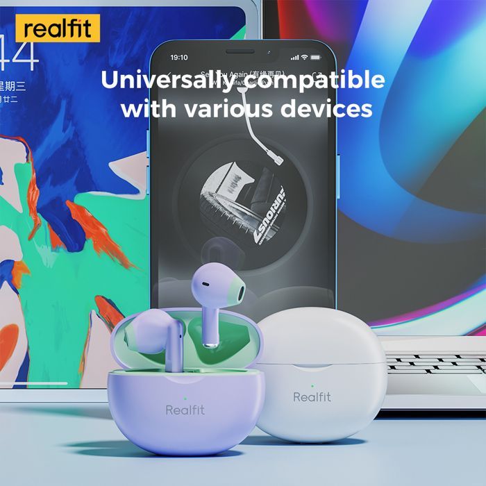 Image de Realfit F2 Bluetooth écouteur excellente qualité HIFI TWS sans fil Couleur Violet - Unbranded