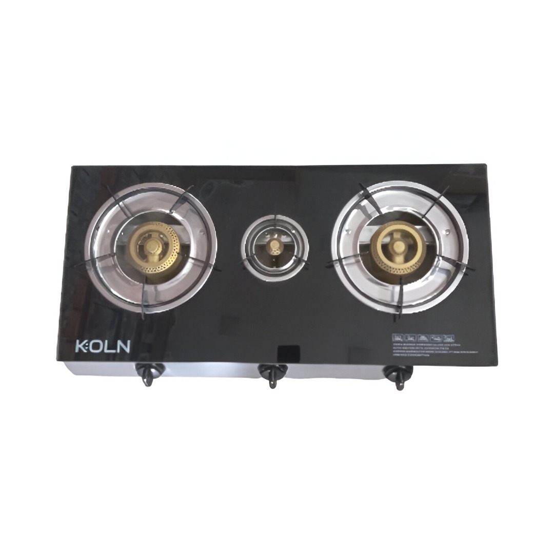 réchaud 3 feux en verre noir trompé, allumage automatique