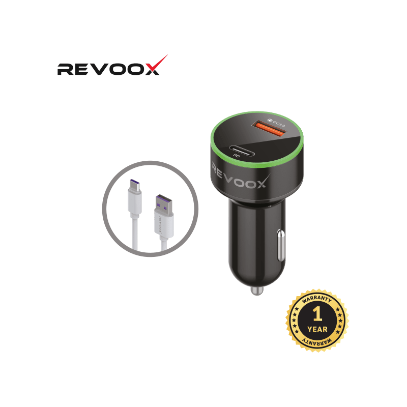 REVOOX Car Charger Type-C & USB 15W + Cable Type-C RCC-PC01