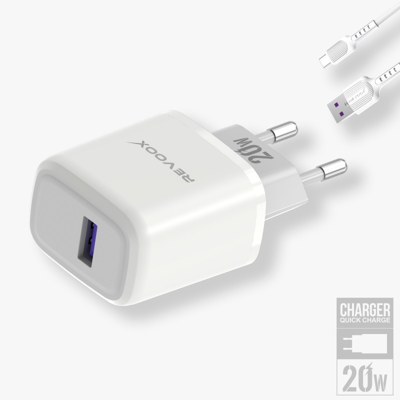 REVOOX Charger USB port 20W with Cable Type-C