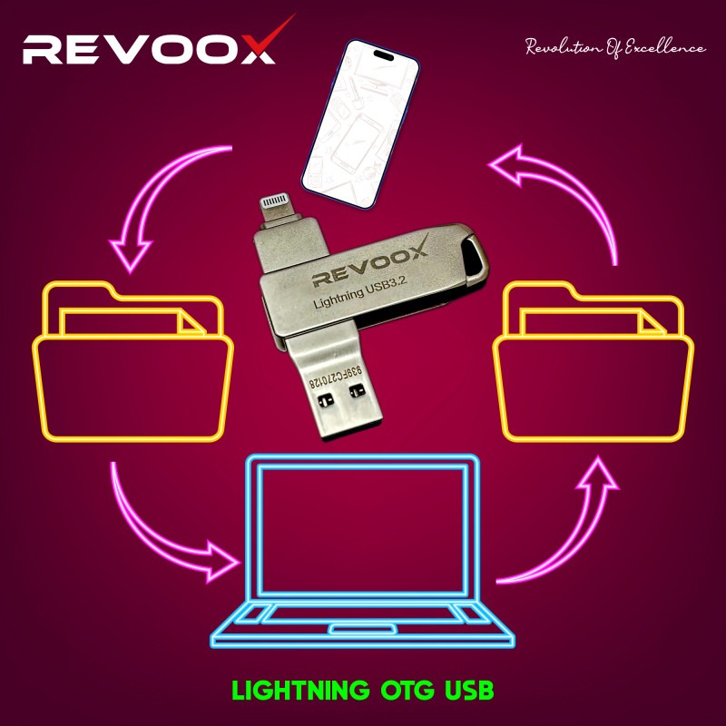 Image de REVOOX Dual drive 3.2 USB Lightning OTG 128GB - Unbranded