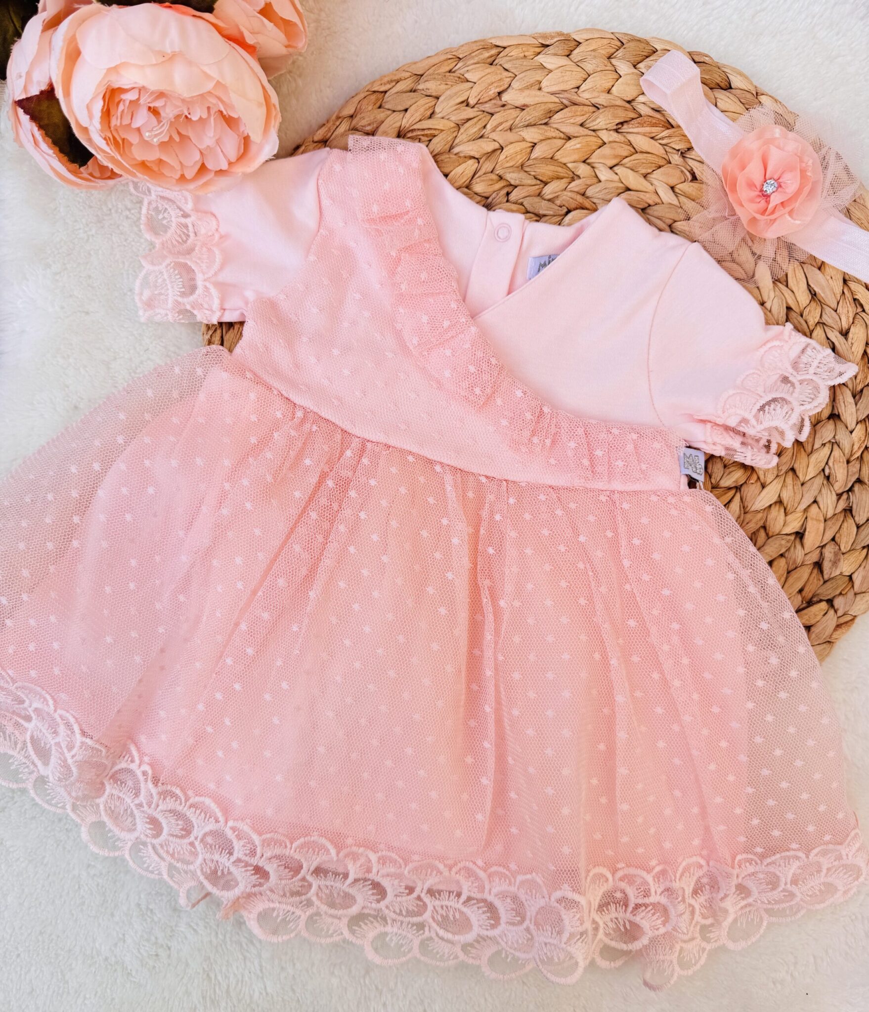 Image de Robe demi manches Dentelle en tulle Florale spéciale occasions rose - Unbranded