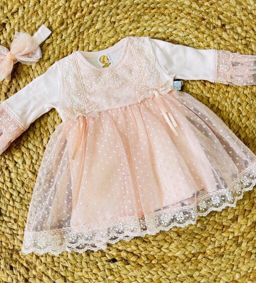 Image de Robe fillette en tulle féerique Broderie Anglaise Saumon - Unbranded