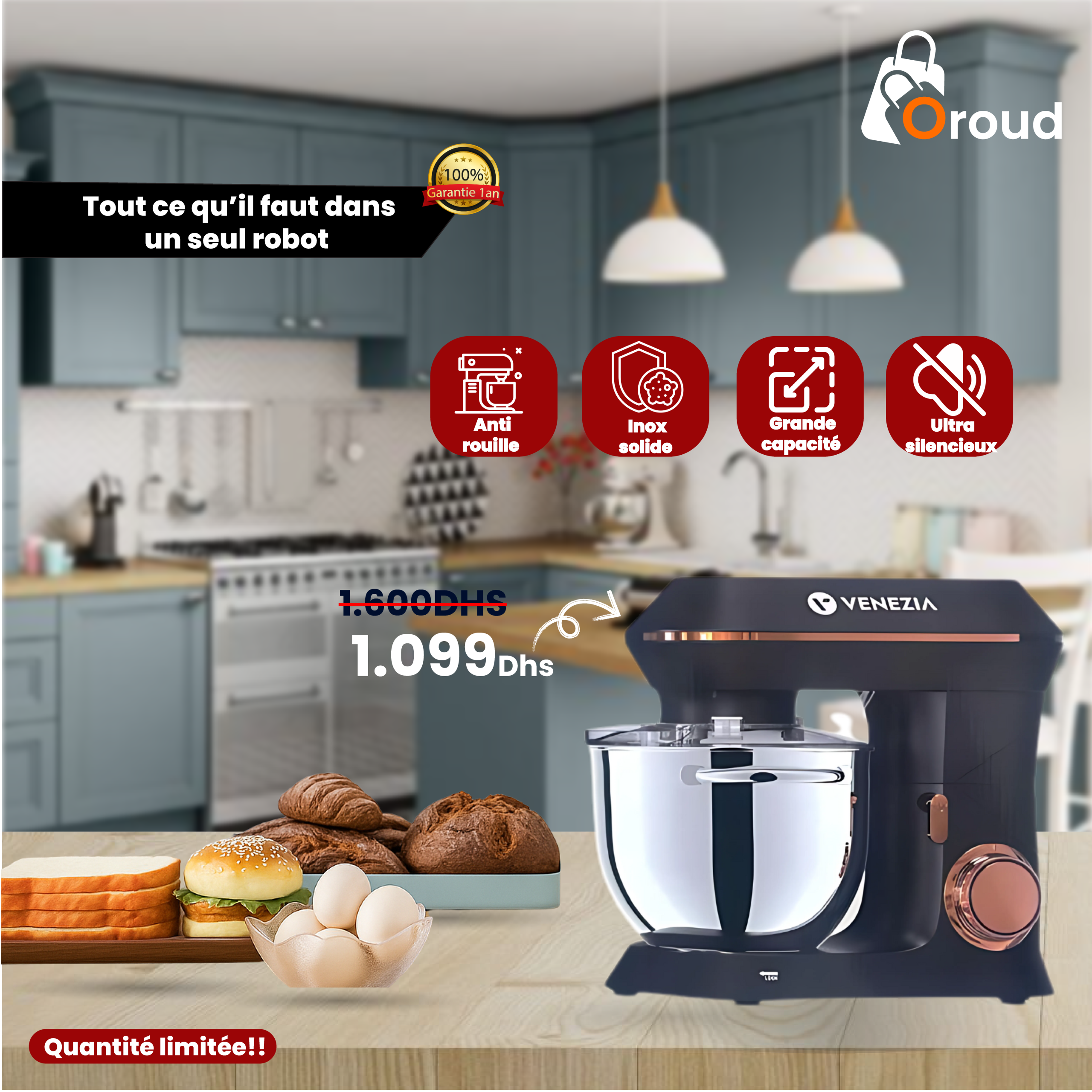 Image de Robot de Cuisine, pétrin multifonctions STAND MIXER 1900 W - 7L - Unbranded