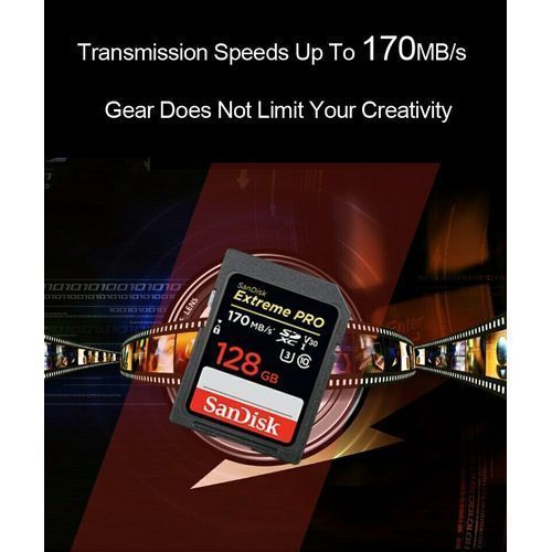 Image de Sandisk Carte mémoire SDXC Extreme PRO 128Gb jusqu'à 170 Mo / s, classe 10, U3, V30 - Unbranded