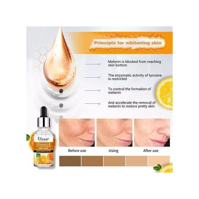 Sérum Vitamine C blanchissant visage acide hyaluronique élimination des taches de rousseur cicatrices d'acné