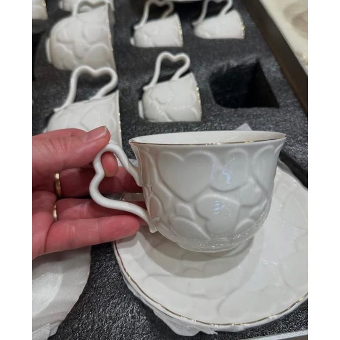 Set de café  - 24 pièces - 6 petites tasses - 6 grandes tasses - Design chic