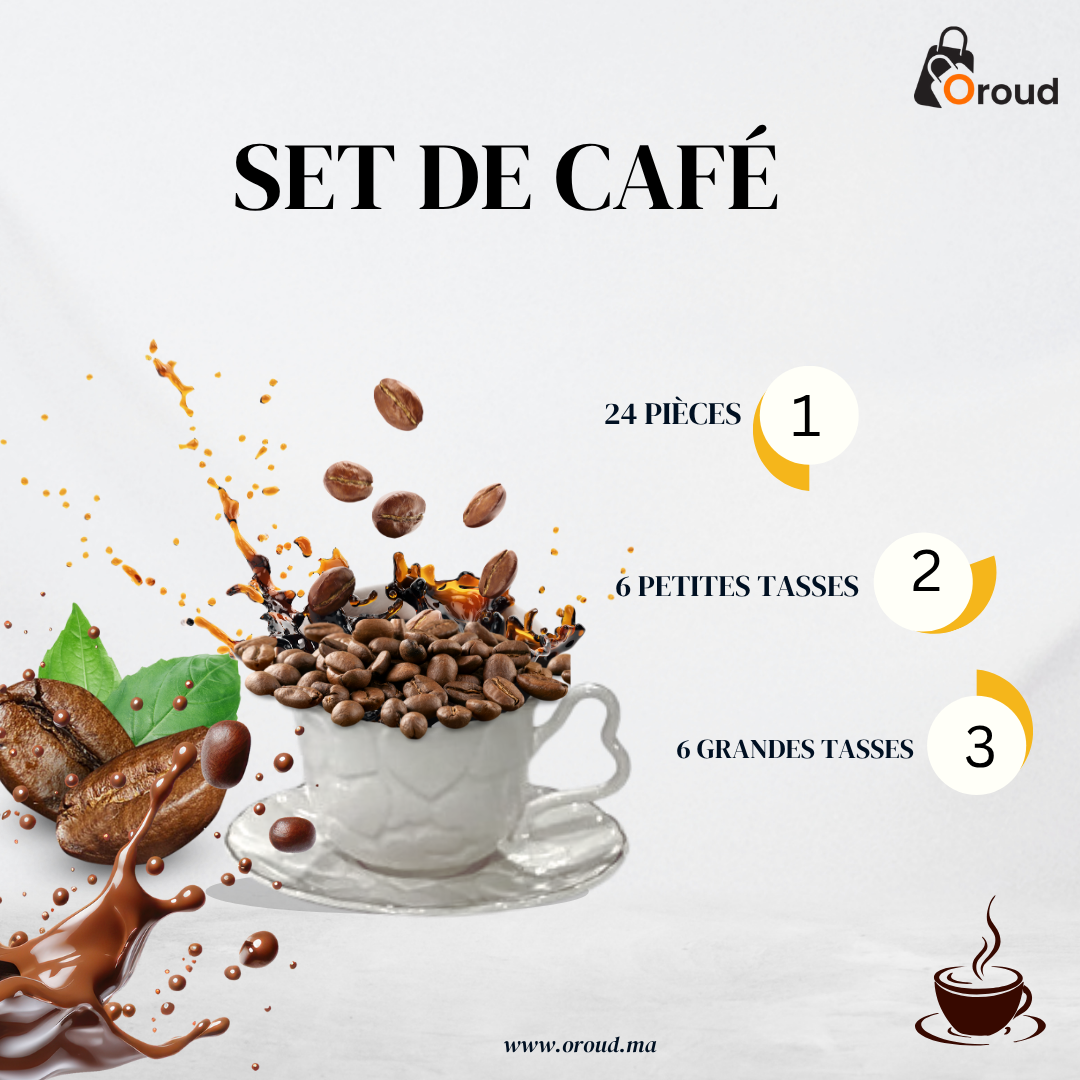 Image de Set de café  - 24 pièces - 6 petites tasses - 6 grandes tasses - Design chic - Unbranded