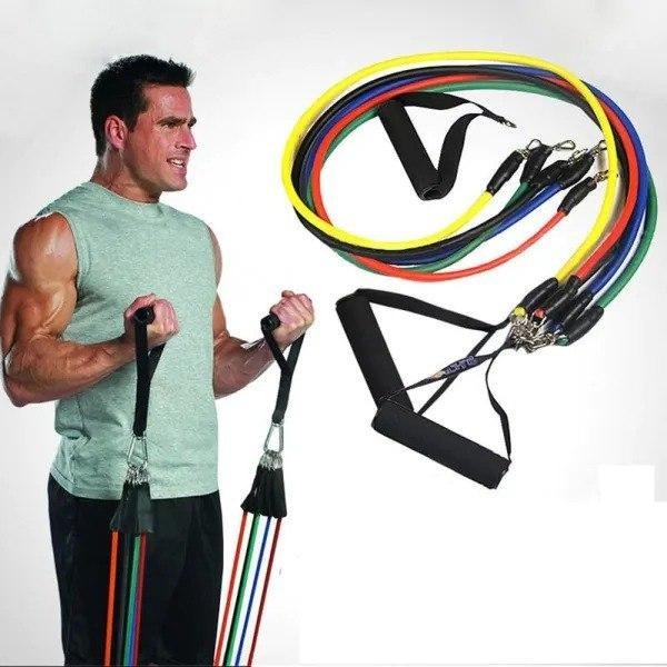 Image de Set de Fitness 11 en 1 : Bandes de Résistance en Latex pour Exercices et Yoga - Unbranded