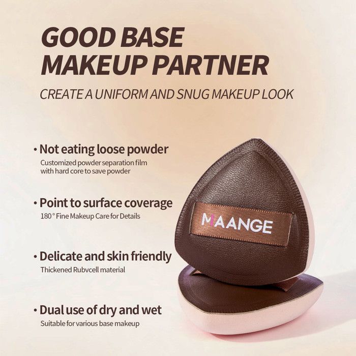 Image de Set de pinceaux de maquillage - Maange - 13 pièces - Marron foncé - Comprend 2 éponges - Sac inclus - Unbranded