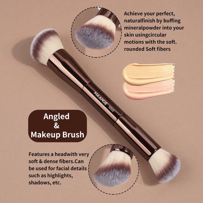 Image de Set de pinceaux de maquillage - MAANGE - 15pcs - Double face - Poignée en aluminium - Doux et souple - Unbranded