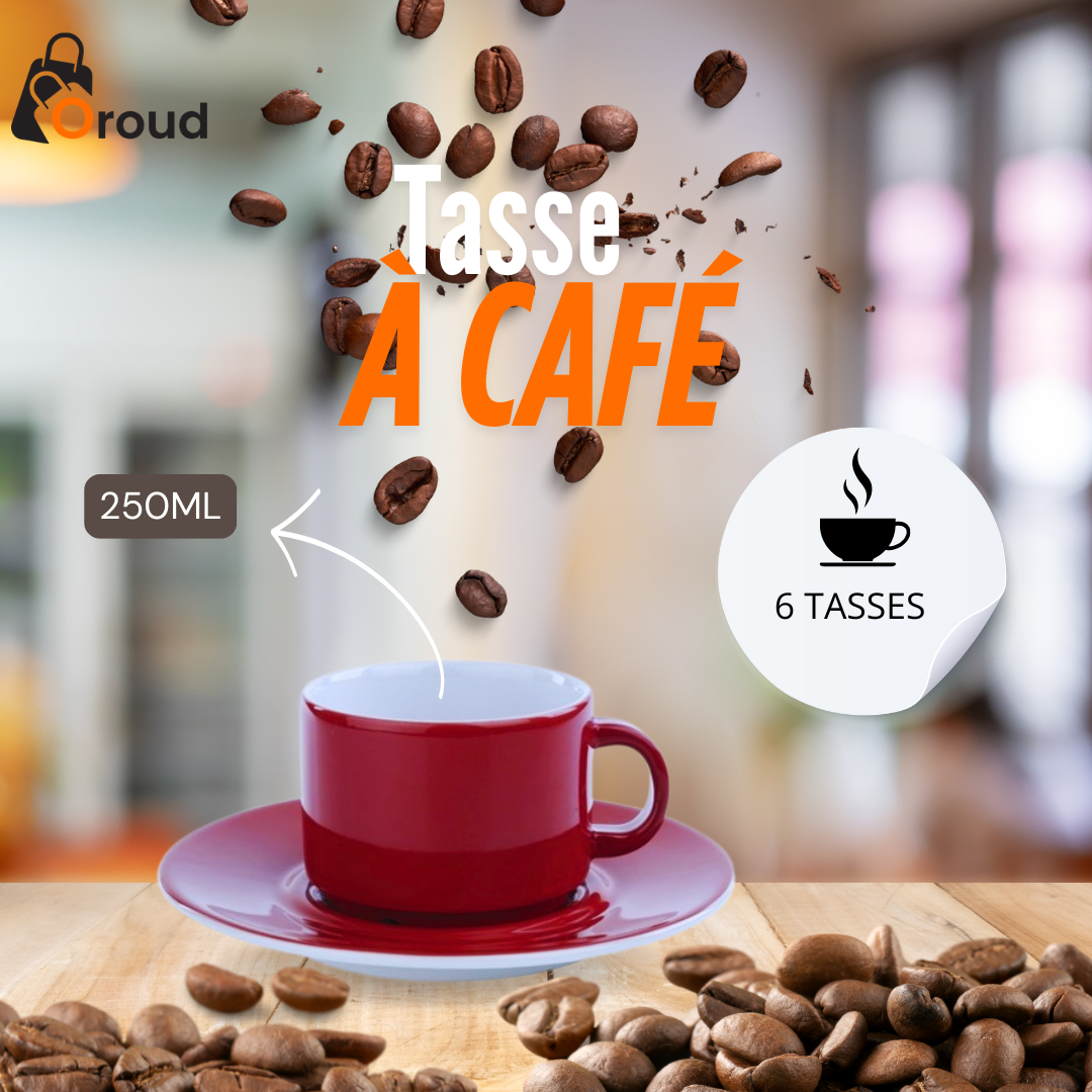 Image de Set de Tasses à café - 250ML - Couleur bordeaux - 6 pièces - Accessoires de cuisine - Unbranded