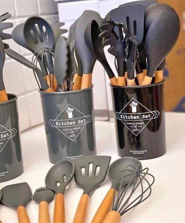 Image de Set D'ustensiles De Cuisine 12 Pièces En Silicone gris - Unbranded
