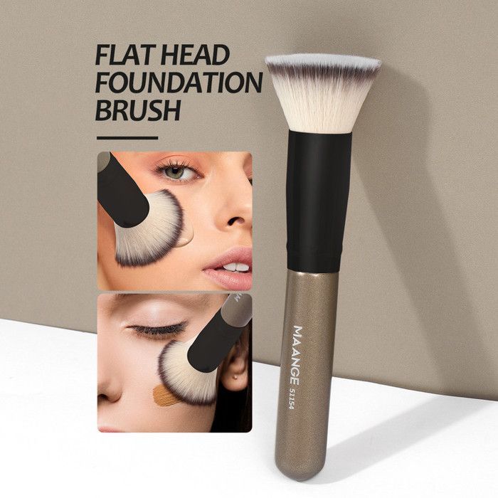 Image de Single foundation brush-coffee handle black tube - Unbranded