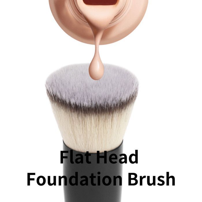 Image de Single foundation brush-coffee handle black tube - Unbranded