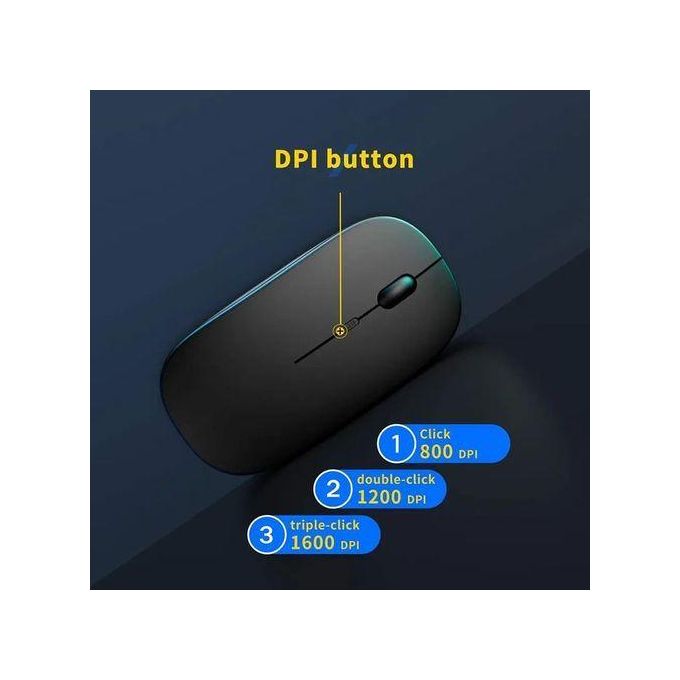 Image de Souris rechargeable portable sans fil silencieuse compatible Bluetooth et USB 2,4 GHz - Unbranded