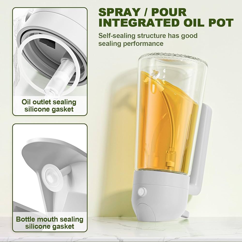 Image de Spray de aceite de oliva - Botella de aceite de 15.9 fl oz/16 oz y recipiente de aceite, botella de vidrio con spray de niebla fuerte (blanco) - Unbranded