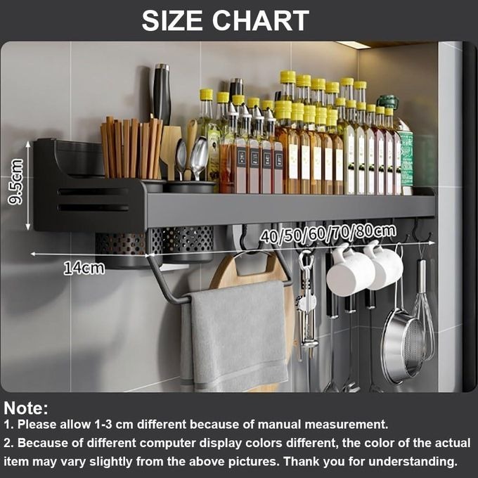 Image de Support à Épices Suspendu - Étagère Murale Pratique et Multifonction - Unbranded