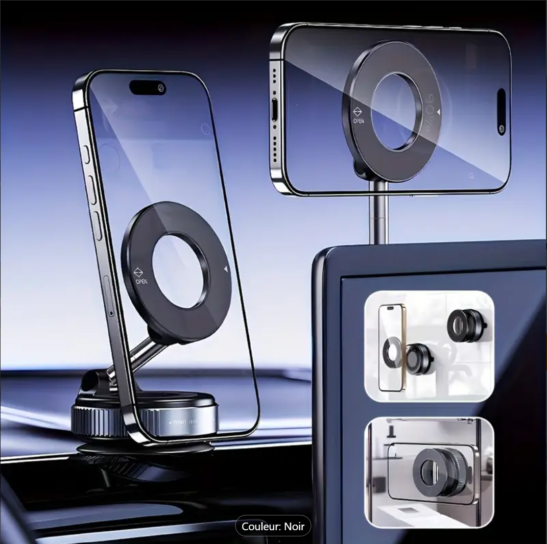 Image de Support de Téléphone Magnétique Pliable Rotatif à 360° Degrés Pour Tableau de Bord de Voiture