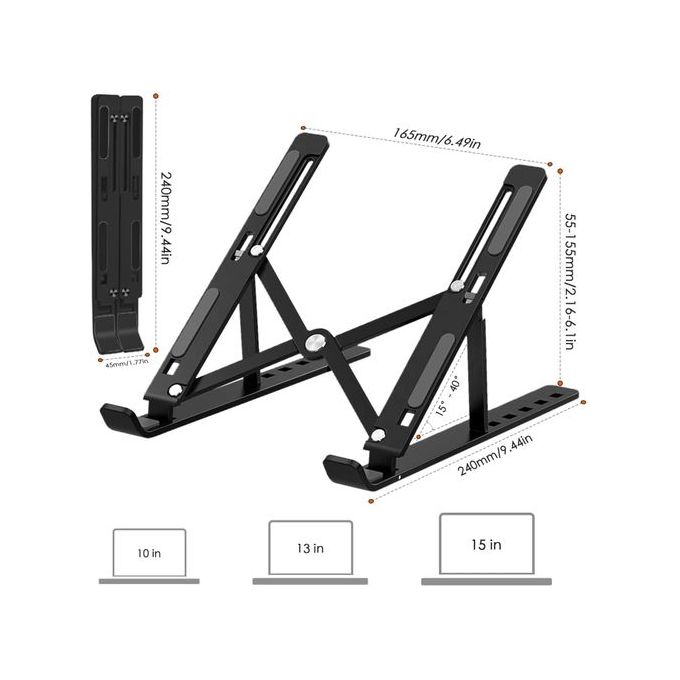 Image de Support en Aluminium Pour PC Portable Tablette iPad MacBook Bureau Pliable Solide Réglable - Unbranded