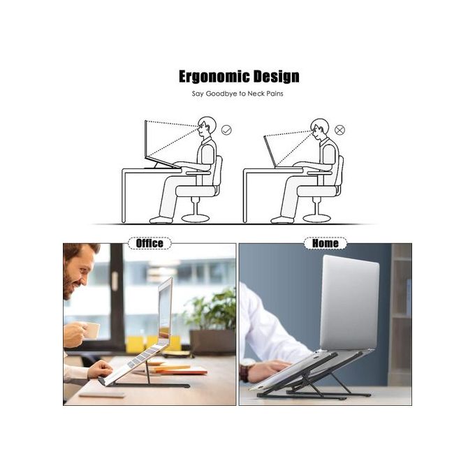 Image de Support en Aluminium Pour PC Portable Tablette iPad MacBook Bureau Pliable Solide Réglable - Unbranded