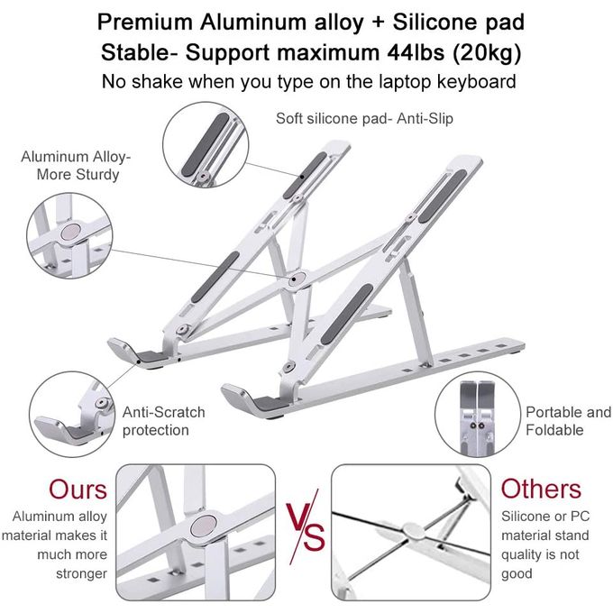 Image de Support pliable pour ordinateur Portable Mac et PC, en Aluminium, Support Antidérapant - Unbranded