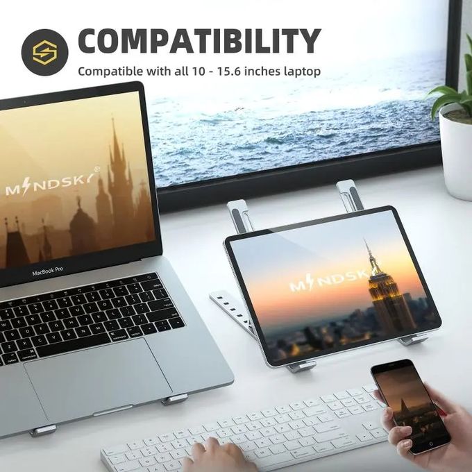 Image de Support pliable pour ordinateur Portable Mac et PC, en Aluminium, Support Antidérapant - Unbranded