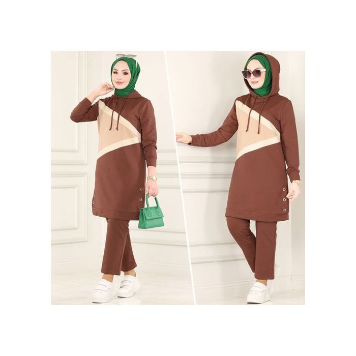 Survêtement 2 Pièces Ensemble Jogging Hoodies Femmes Ref 61 - Marron