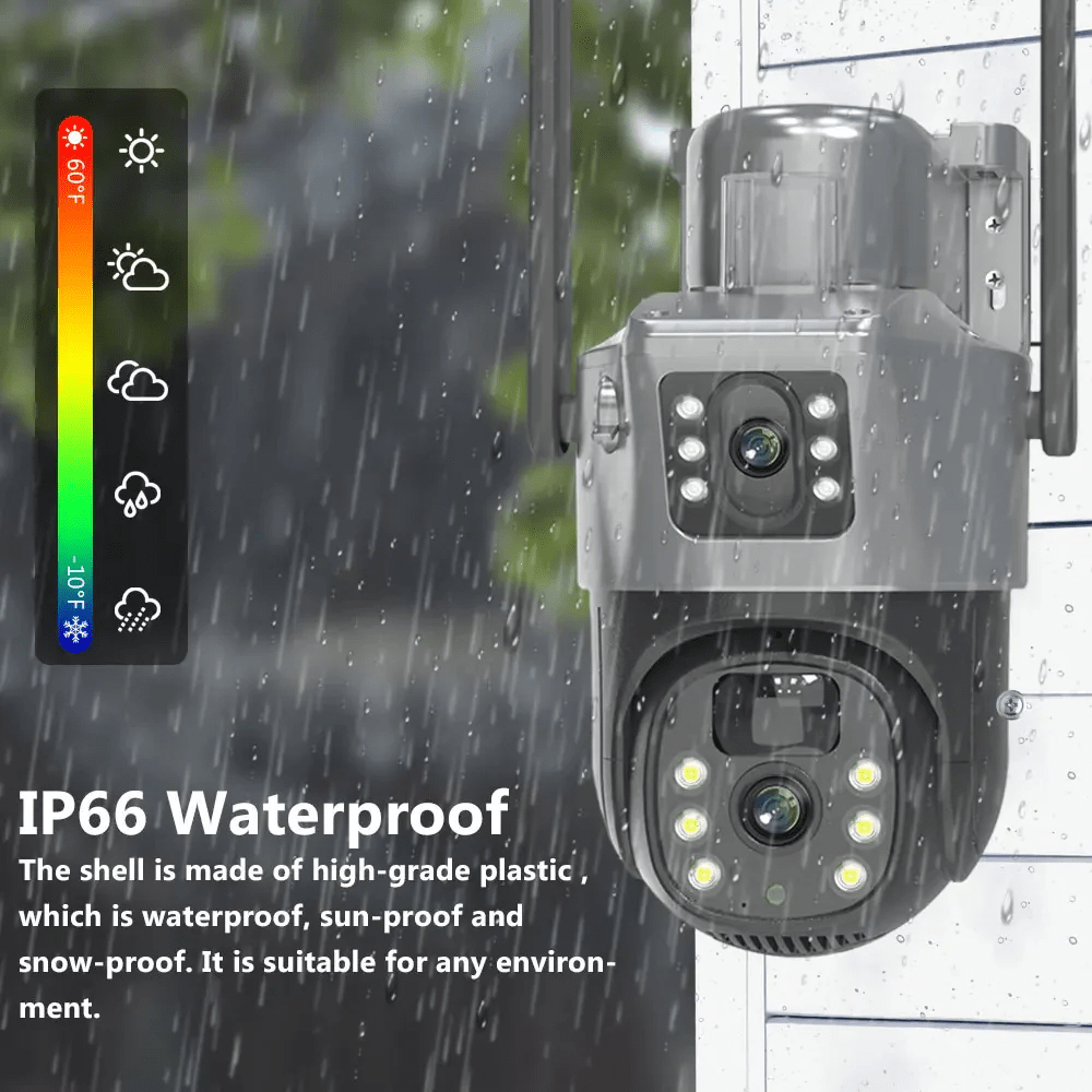 T 10 Megapixel 4G كاميرا مراقبة بالطاقة الشمسية عدستين مزدوجة ثابتة ومتحركة